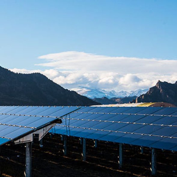 Electricity generation using solar panels.
